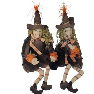 Halloween witch dolls, likely from the "Gathered Traditions"  shelf sitters